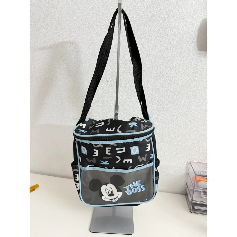 Disney‎ Mickey Mouse The Boss Diaper Bag Messenger Crossbody Black Blue Print